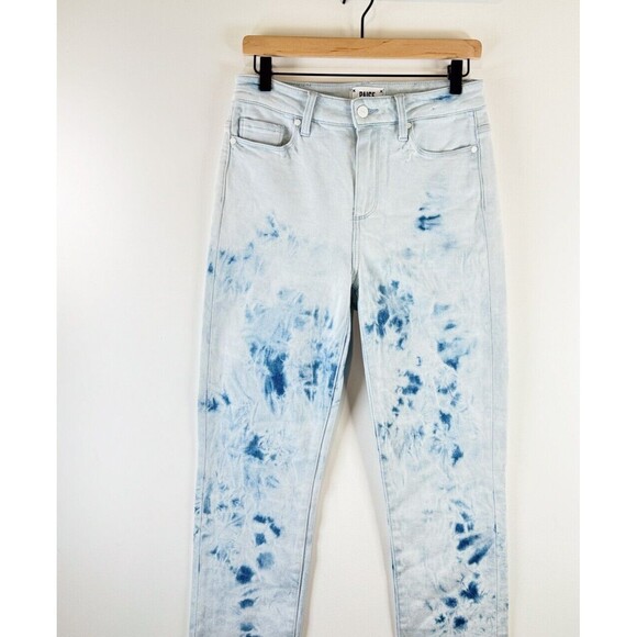 Paige Womens Jeans Blue Indigo Tie Dye Hoxton Slim Crop Straight Raw Hem Size 29 - Picture 7 of 10